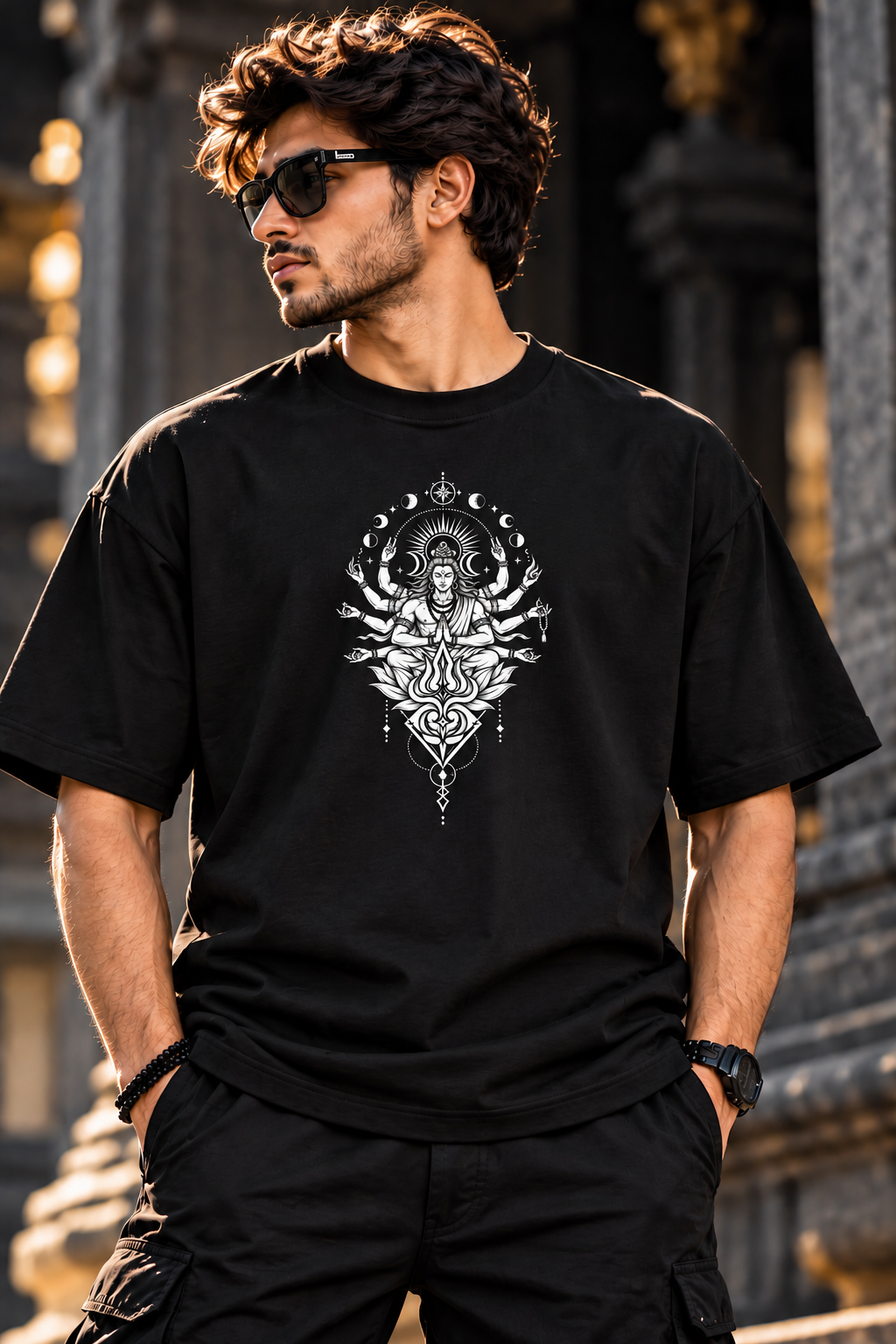 Divine Trident Oversized T-Shirt (Black)